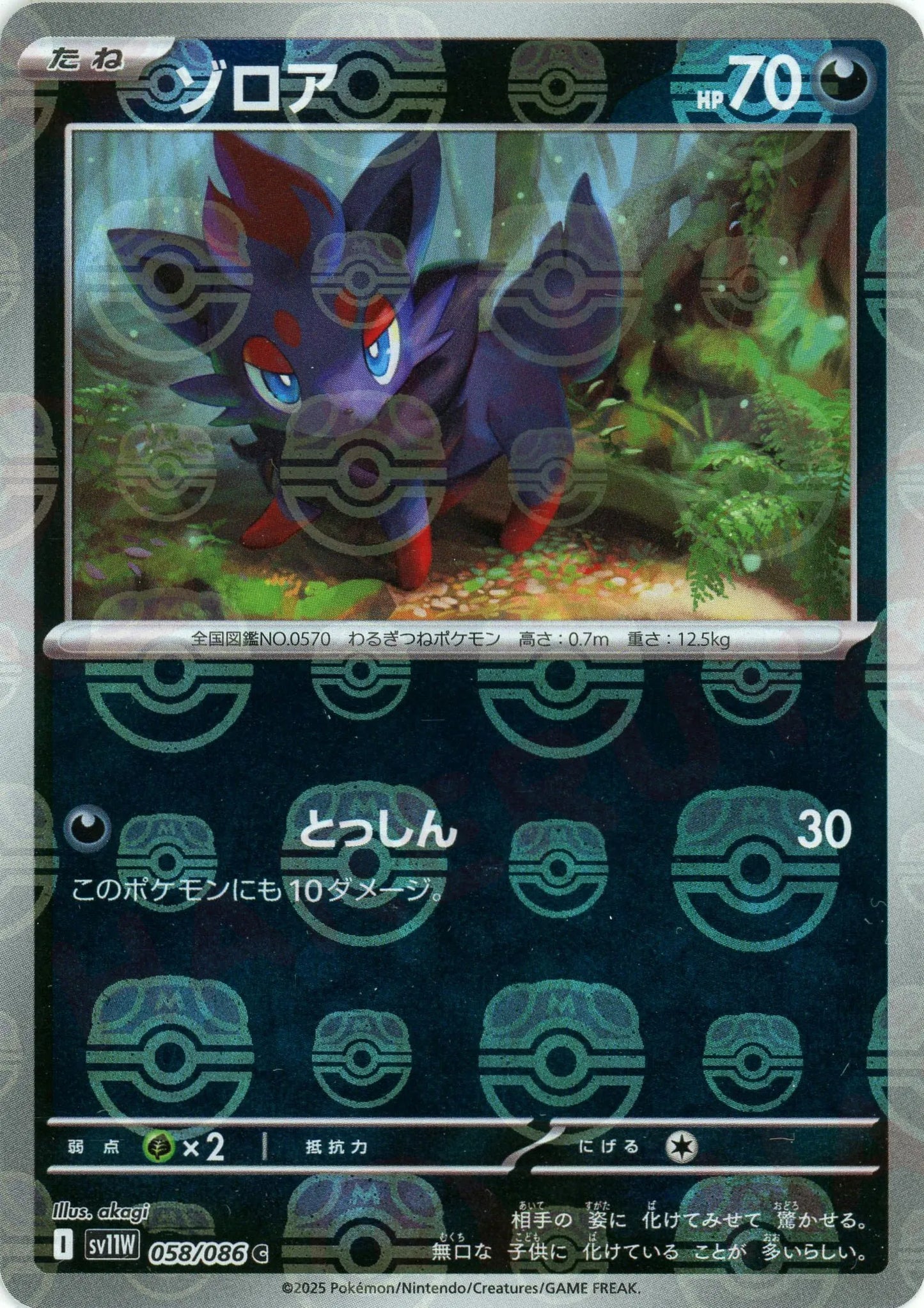 ゾロア:マスターボールミラー(C){悪}〈058/086〉[SV11W-Ma]